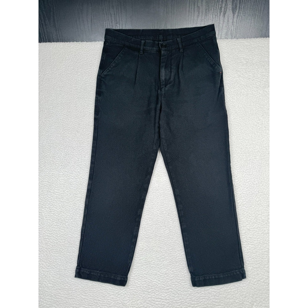 Far AField Black Woven Cotton Thick Italian Fabric Pants Size 1 Fits - 32x27